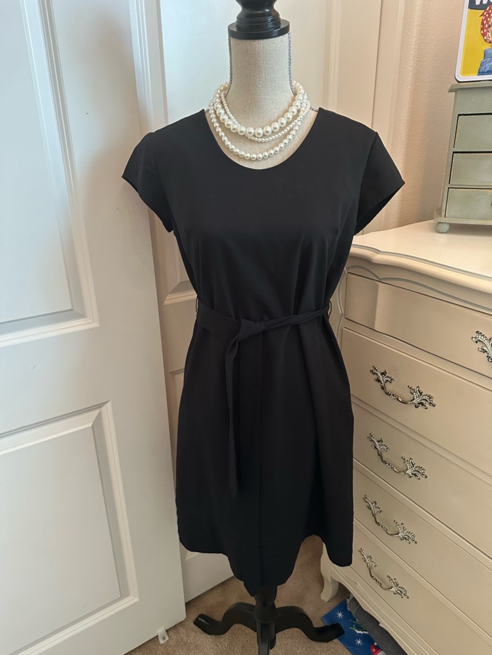 Mossimo Supply Co. Black Cap-Sleeve Belted Midi Dress